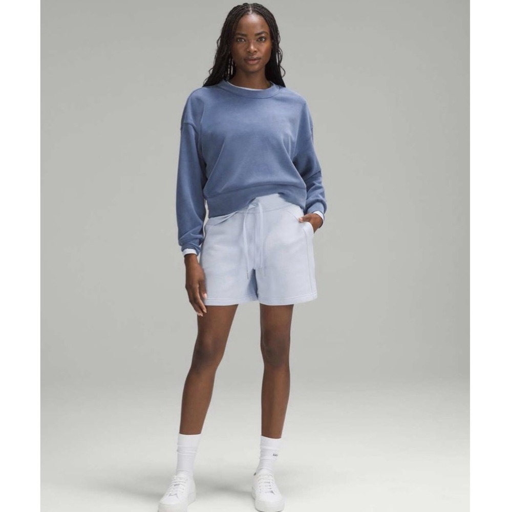 Lululemon Softstreme Perfectly Oversized Cropped Crew Pitch Blue Size 4 Perfect - Picture 3 of 13
